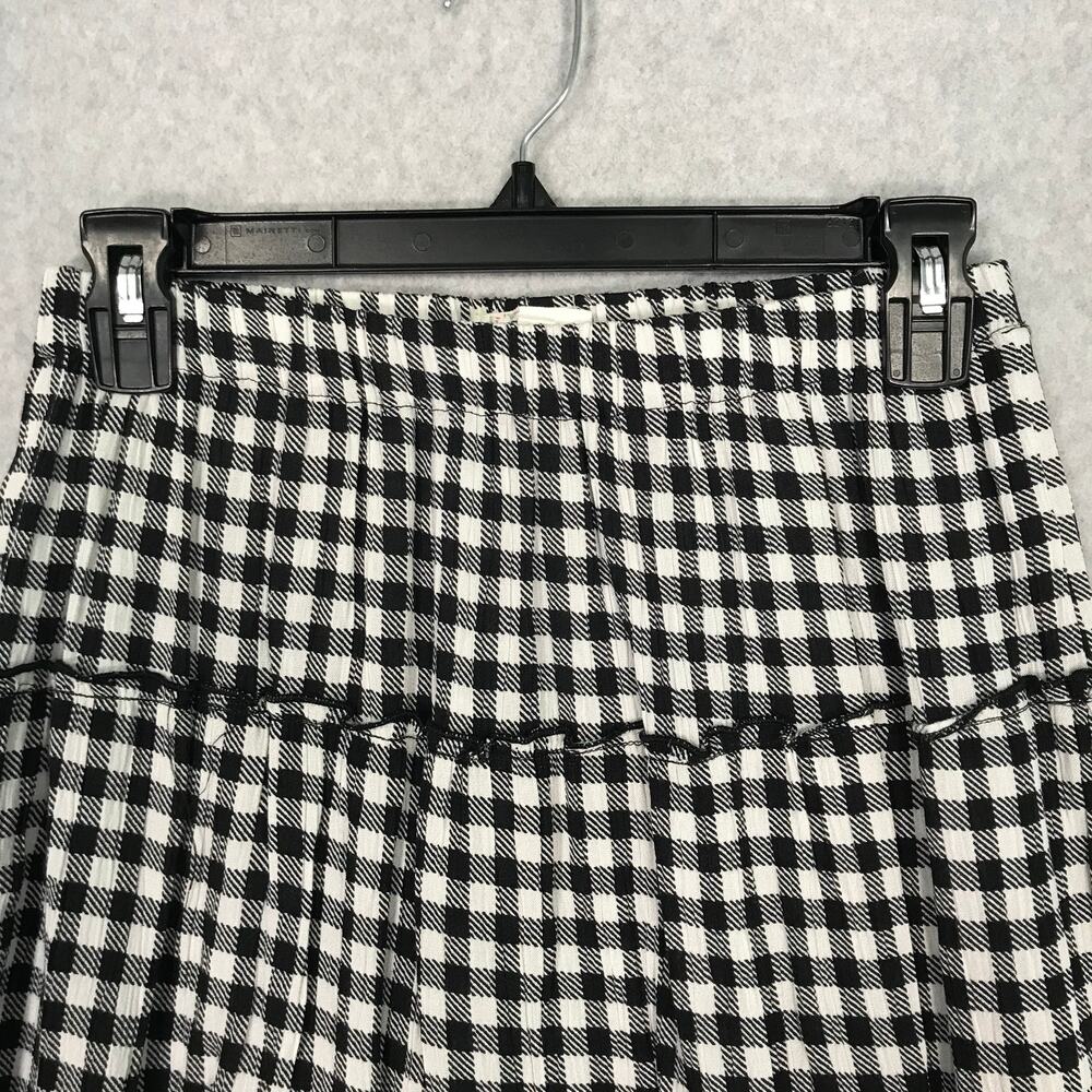 Pink Rose Skirt Womens Small Black White Ruffle Check Gingham Plaid‎ Tiered Twee - Picture 2 of 8